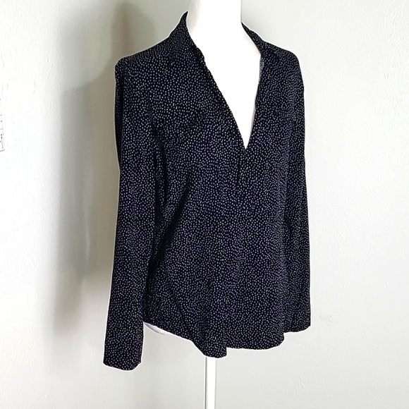 Spense Black & White Polka-dot Longsleeve Blouse, Size Medium - Picture 2 of 10